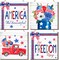 4 Pcs 4th of July Hanging Door Sign Wooden Decor Farmhouse Patriotic Decor Independence Day Decorations Wall Door Hanger Rustic Wooden Plaque for Wall Porch Outdoor,7.87 x 7.87 Inch(America)